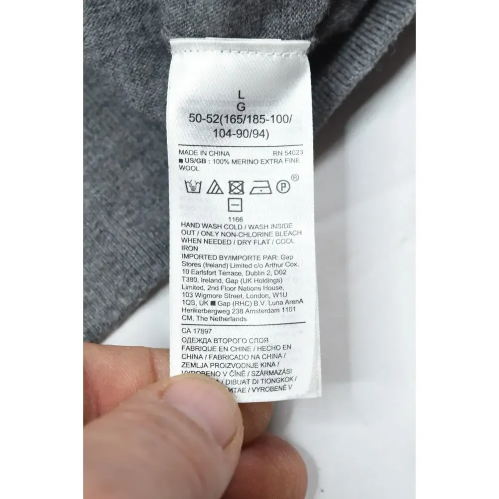 Banana Republic Merino Wool Mock Neck Sweater Mens Large Gray Long Sleeve Slim
